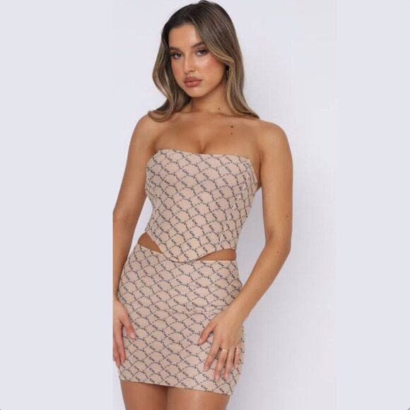 White Fox Boutique Lost Without Your Monogram Print Bustier medium - Picture 2 of 9